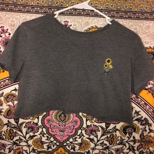 Stitch Art Sunflowers Crop Top